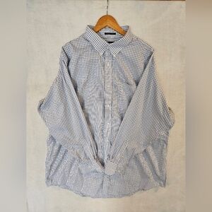 Lands' End Men's Blue White Check Long Sleeve Shirt Size 19-36 Tall